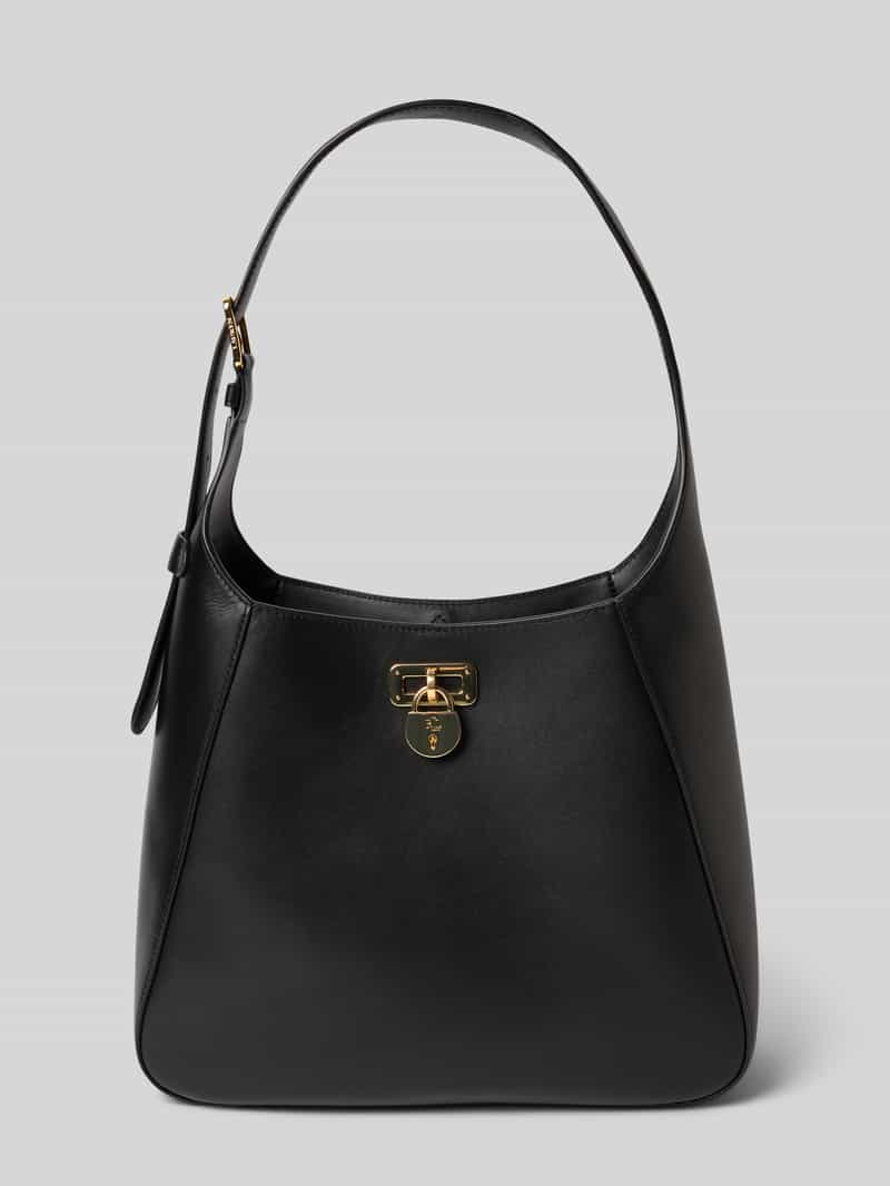 Lauren Ralph Lauren Lederhandtasche mit Label-Anhänger Modell 'TANNER' in Black, Größe 1