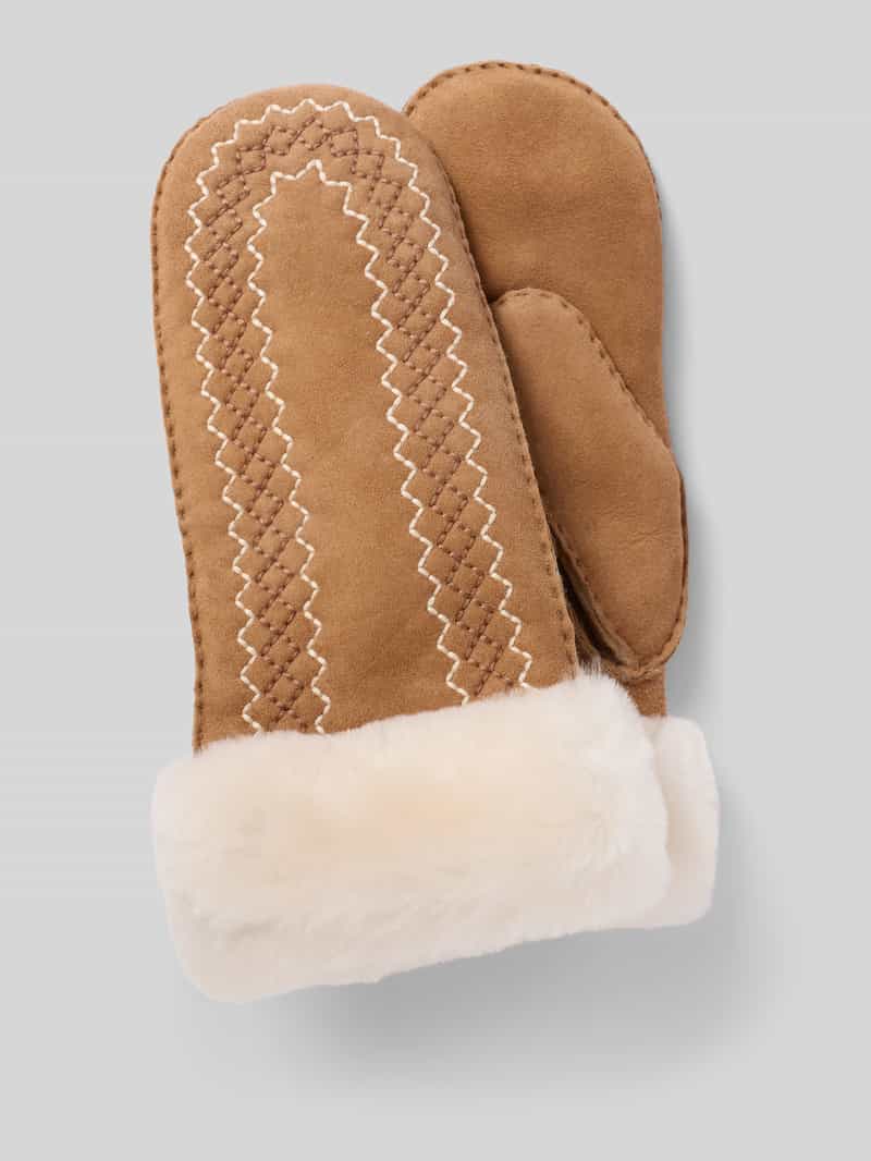 UGG Handschuhe aus Lammleder mit Stitchings Modell 'ATHERSON' in Camel, Größe L/XL