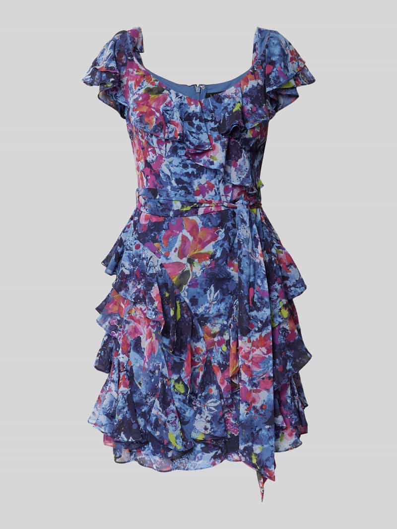 Lauren Ralph Lauren Cocktailkleid mit V-Ausschnitt Modell 'MILCRAE' in Blau, Größe 34