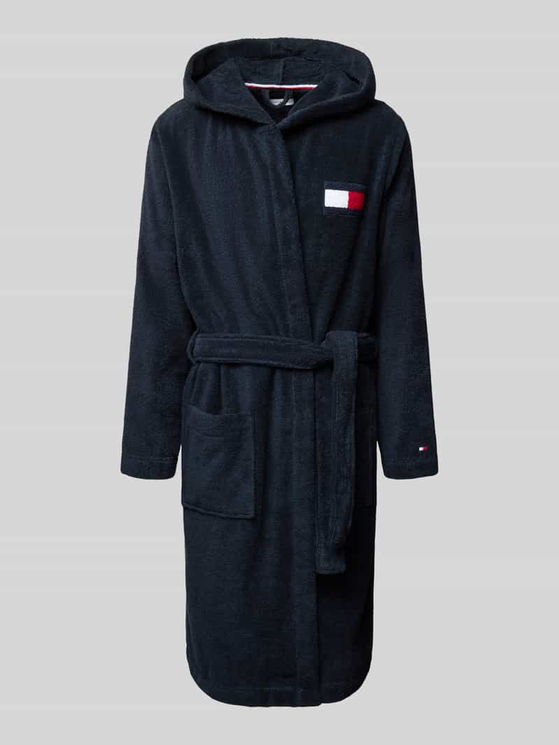 Tommy Hilfiger Bademantel aus reiner Baumwolle in Dunkelblau, Größe L