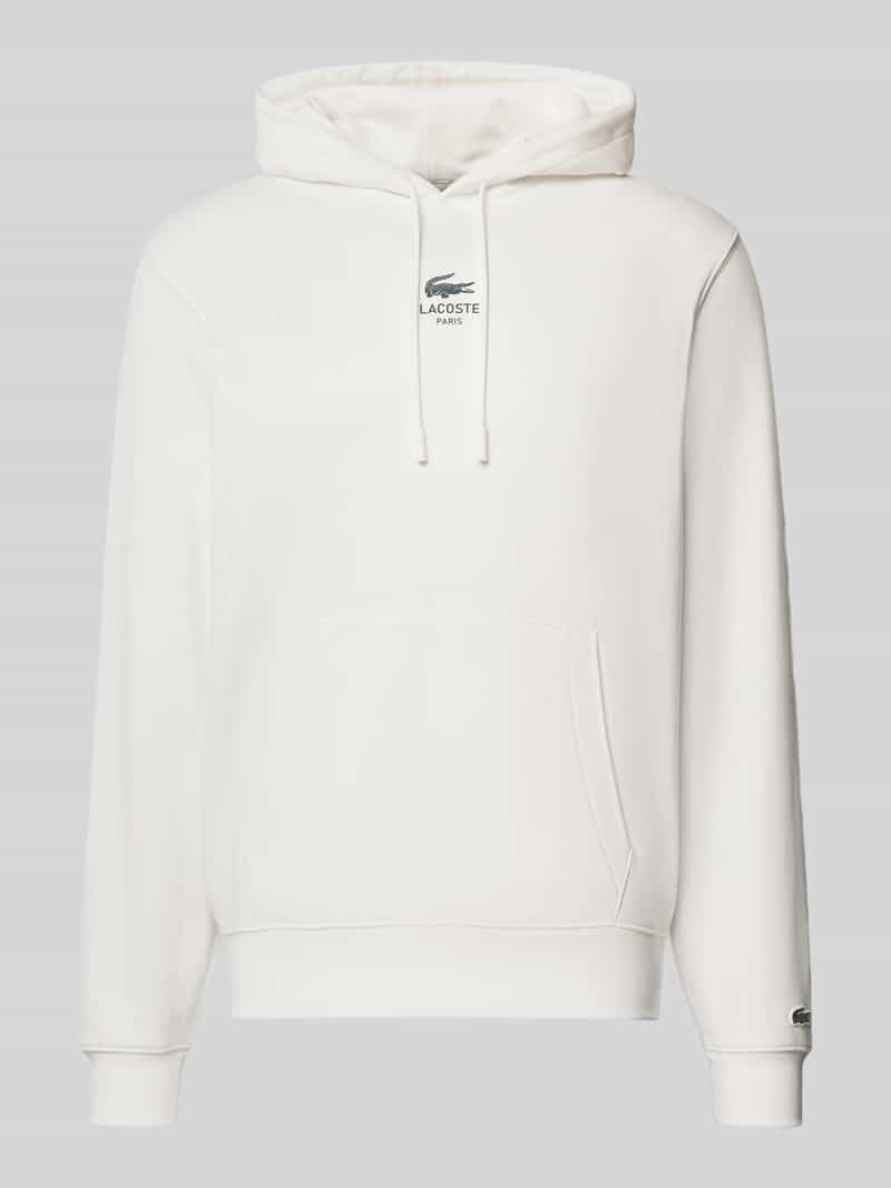 Lacoste Regular Fit Hoodie aus reiner Baumwolle in Offwhite, Größe L