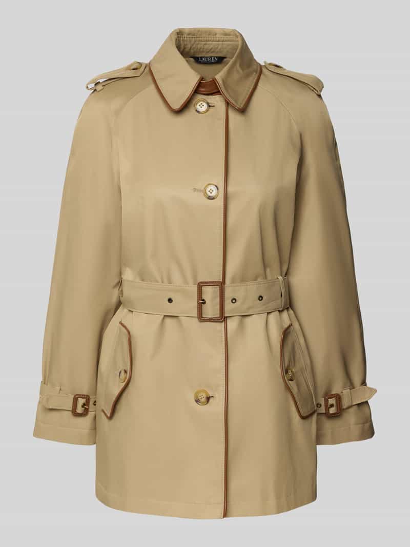 Lauren Ralph Lauren Trenchcoat mit Schulterriegeln und Gürtel in Sand, Größe L