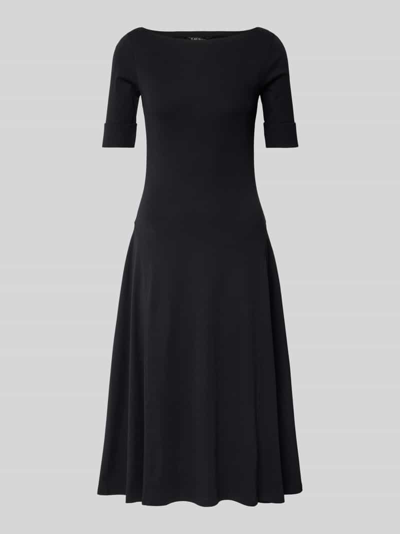 Lauren Ralph Lauren Midikleid mit Rundhalsausschnitt Modell 'MUNZIE' in Black, Größe L