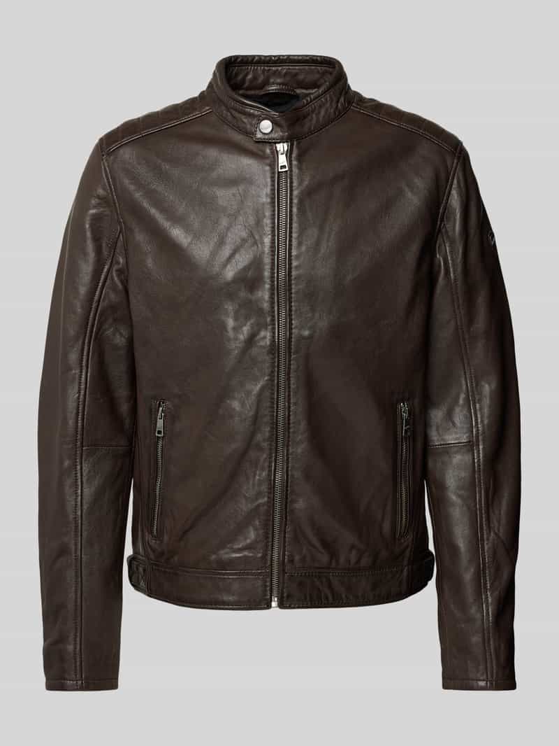 Lederjacke mit Stehkragen Modell 'Brody'