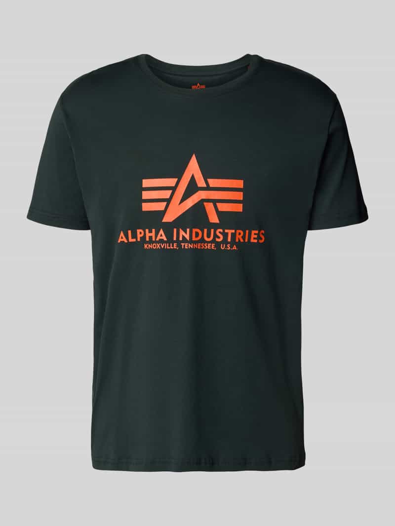 Alpha Industries T-Shirt mit Label-Print in Petrol, Größe L