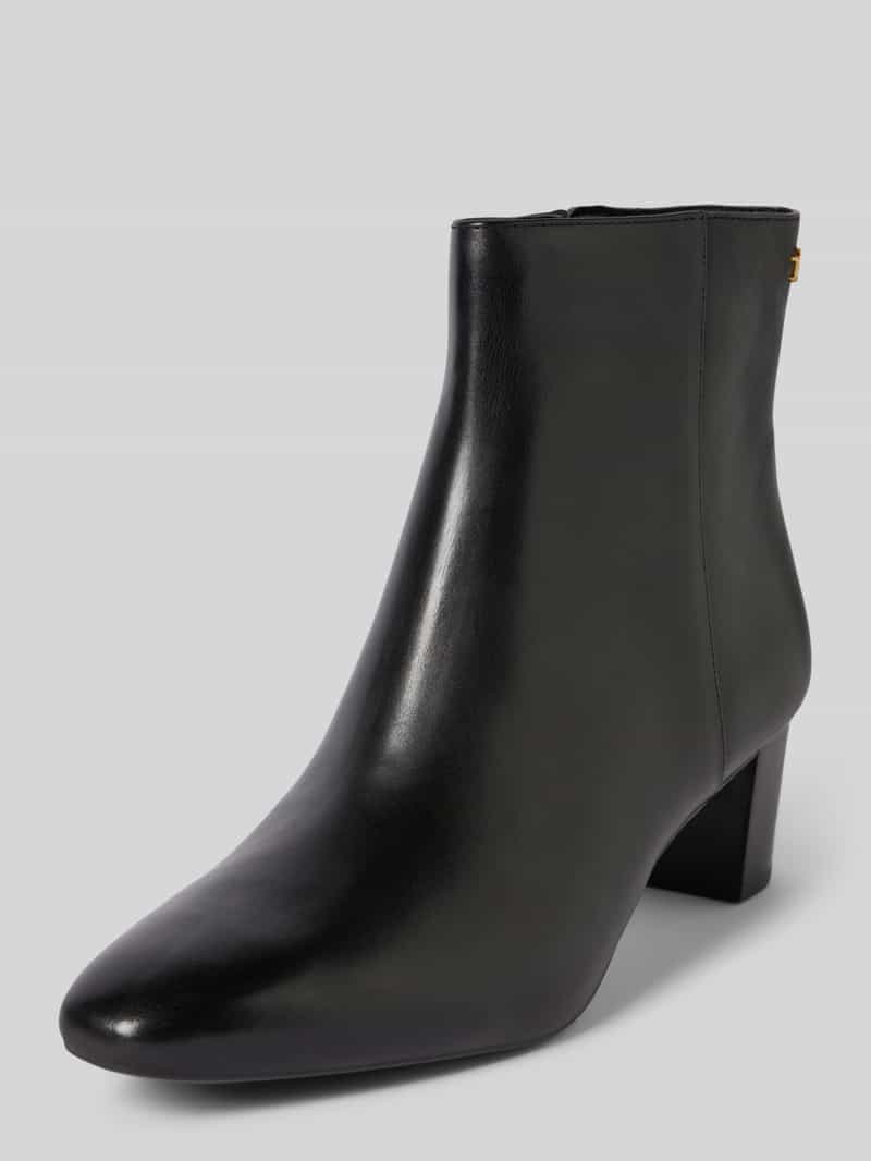 Lauren Ralph Lauren Stiefeletten mit Label-Applikation und Blockabsatz in Black, Größe 36