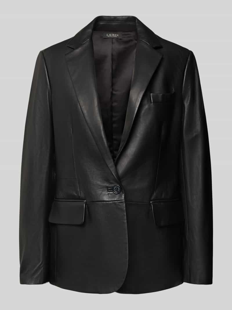 Lauren Ralph Lauren Slim Fit Blazer aus Lammleder Modell 'BONARO' in BLACK, Größe 34