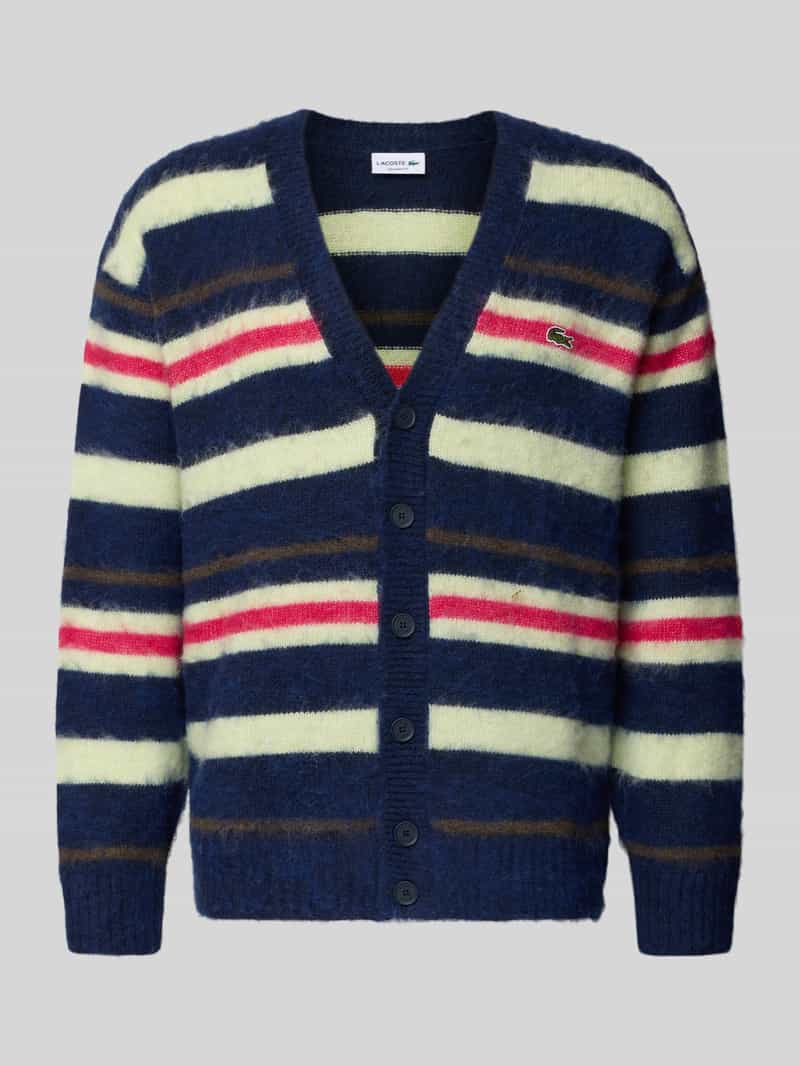 Lacoste Relaxed Fit Strickjacke mit Woll-Anteil in Dunkelblau, Größe L