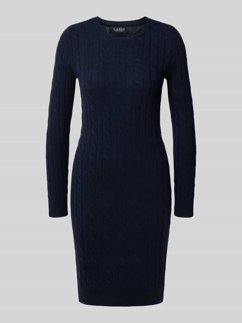 Lauren Ralph Lauren Knielanges Strickkleid aus Lammwolle-Kaschmir-Mix in Marine, Größe L