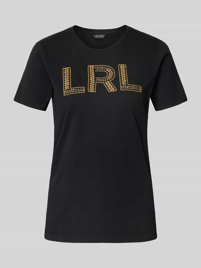Lauren Ralph Lauren T-Shirt mit Stitching und Rundhalsausschnitt Modell 'KATLIN' in Black, Größe L