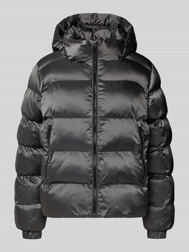 Superdry Steppjacke mit Reißverschlusstaschen in Dunkelgrau, Größe XL