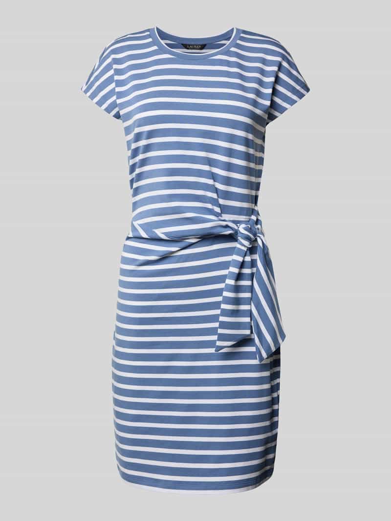 Lauren Ralph Lauren Minikleid mit Schleifen-Detail Modell 'TREANNA' in Hellblau Melange, Größe L