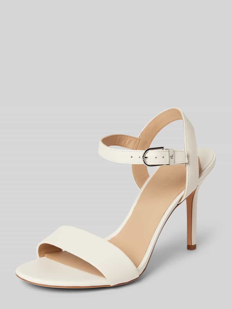 Lauren Ralph Lauren Sandalette mit Fesselriemen Modell 'GWEN' in Offwhite, Größe 40