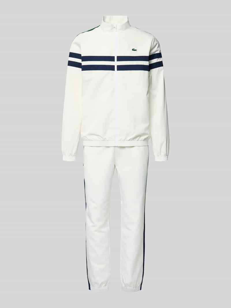 Lacoste Regular Fit Tracksuit mit Kontraststreifen in Offwhite, Größe L