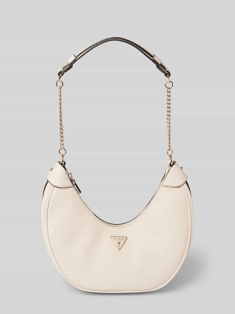 Guess Handtasche mit Label-Applikation Modell 'FEDORA' in Ecru, Größe 1