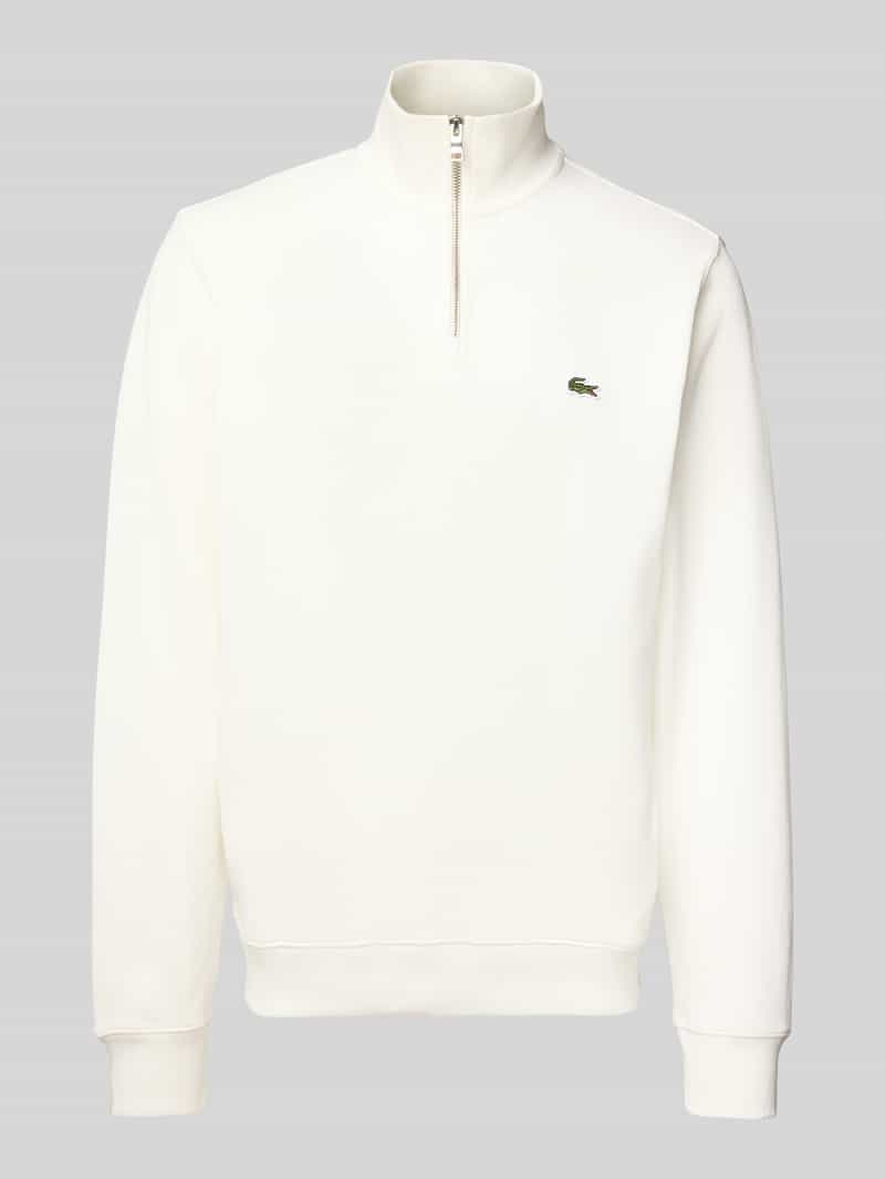 Lacoste Regular Fit Troyer aus reiner Baumwolle in Offwhite, Größe XXL