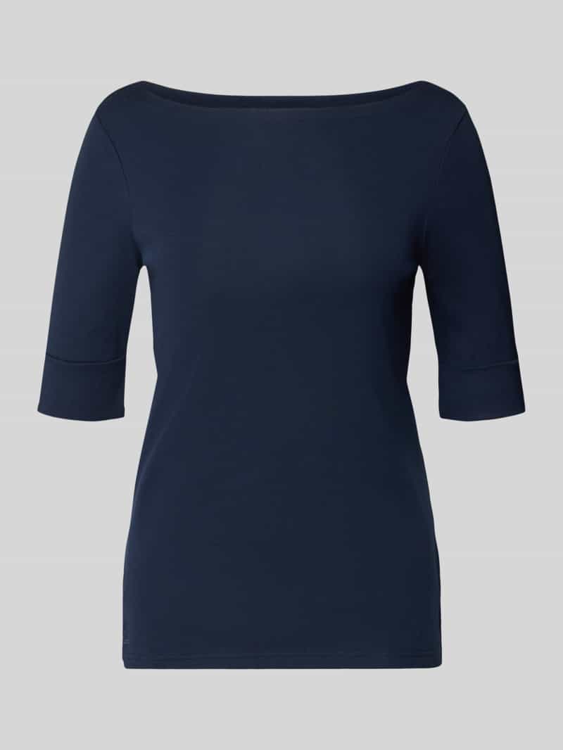Lauren Ralph Lauren T-Shirt mit U-Boot-Ausschnitt Modell 'JUDY' in Dunkelblau, Größe L