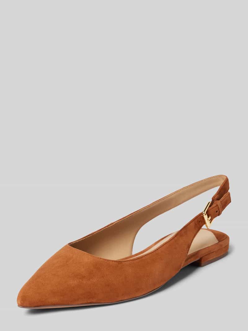 Lauren Ralph Lauren Ballerinas mit Dornschließe Modell 'LONDYN' in Camel, Größe 36