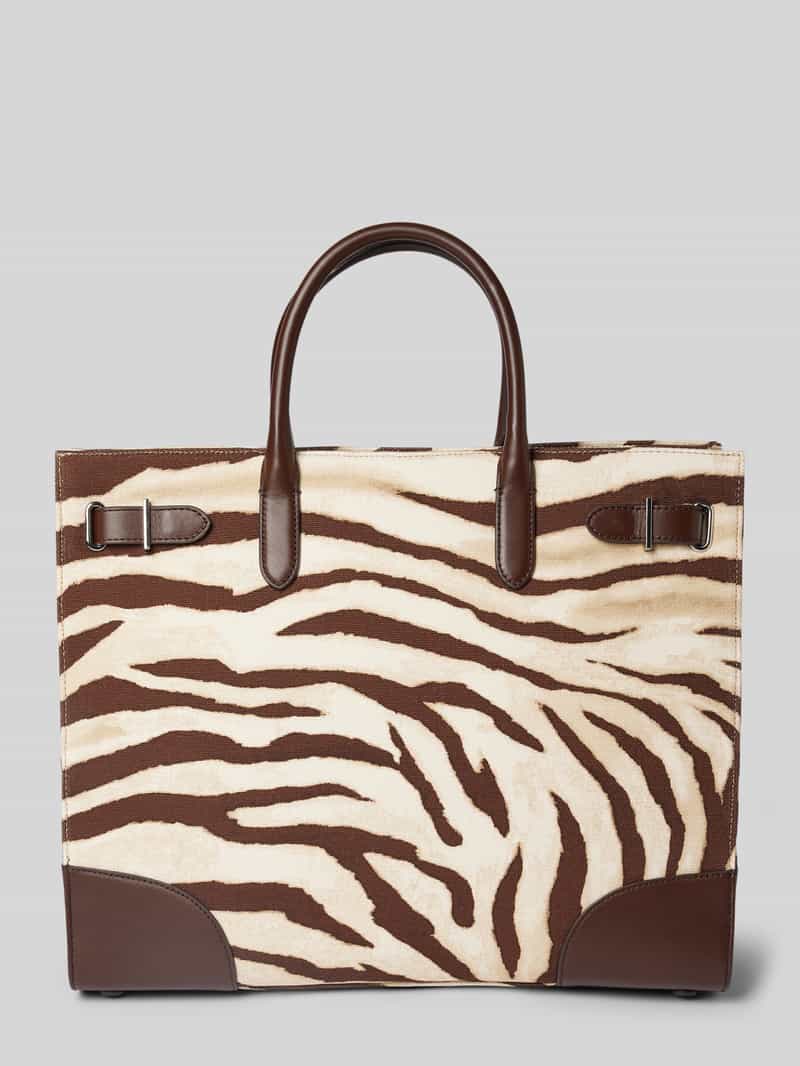 Lauren Ralph Lauren Tote Bag mit Strukturmuster Modell 'DEVYN' in Dunkelbraun, Größe 1