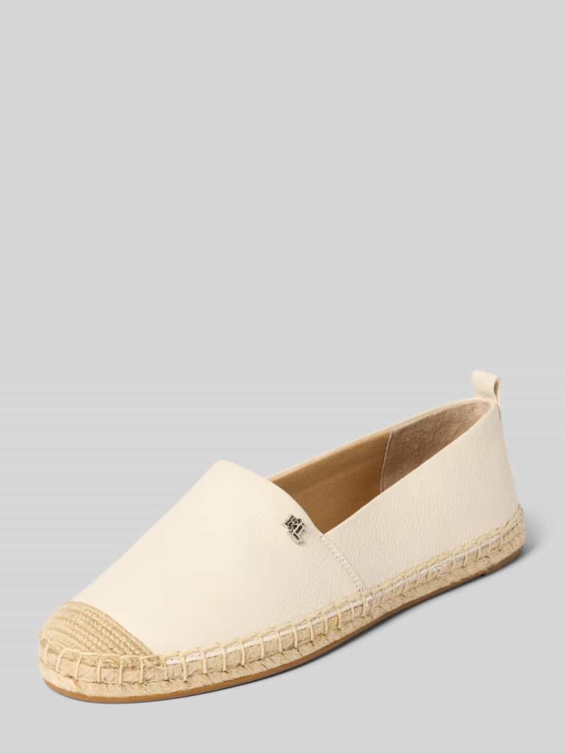 Lauren Ralph Lauren Espadrilles aus Leder mit Logo-Detail Modell 'CAMERYN' in Offwhite, Größe 40