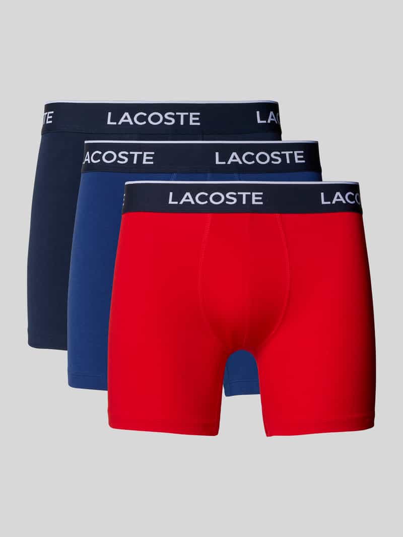 Lacoste Slim Fit Boxershorts aus Baumwoll-Mix im 3er-Pack in Rot, Größe L