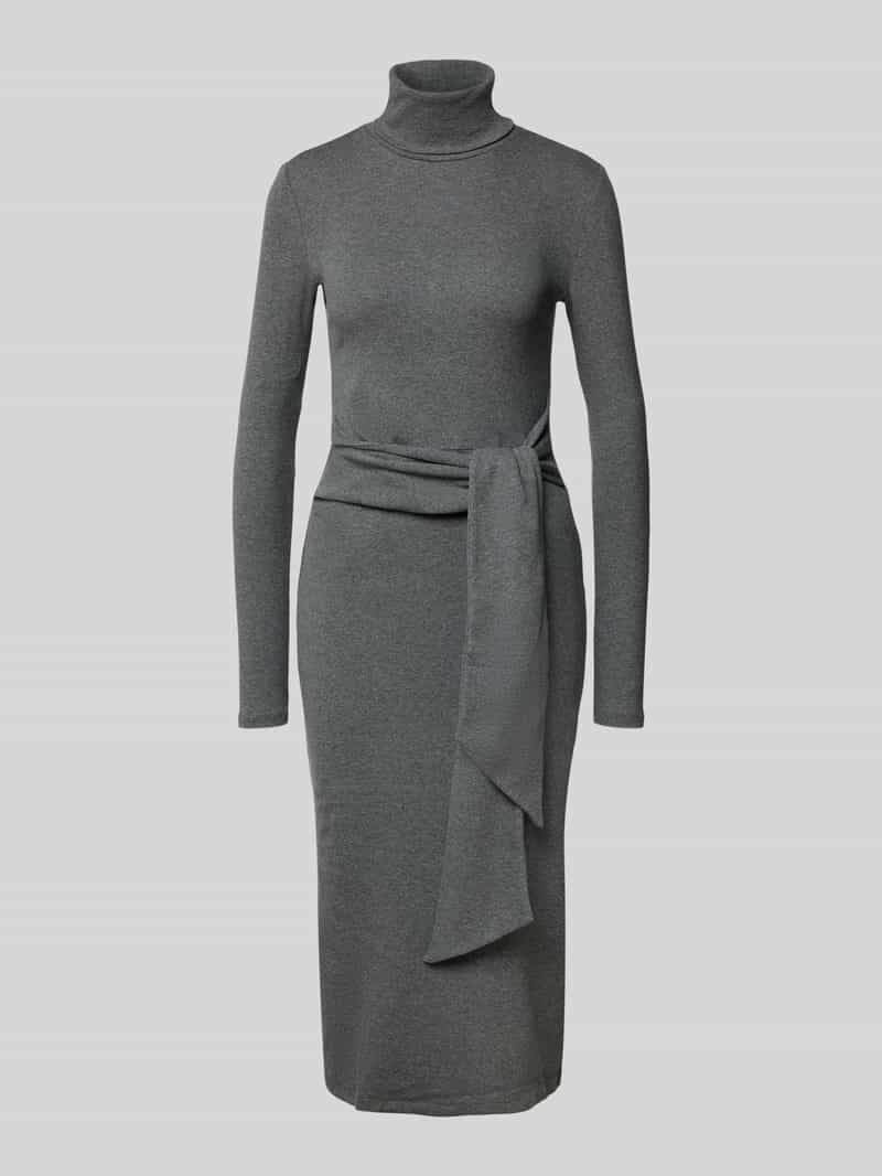 Lauren Ralph Lauren Strickkleid mit Rollkragen Modell 'VAUREEN' in Mittelgrau, Größe L