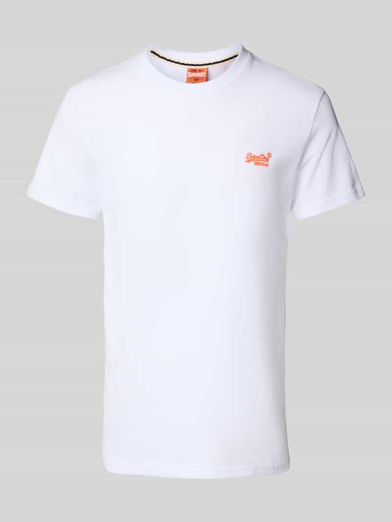 Superdry T-Shirt mit Label-Stitching in Weiss, Größe L