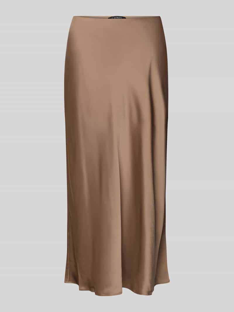 Lauren Ralph Lauren Midirock mit gelegten Falten Modell 'SHARAE' in Taupe, Größe 38