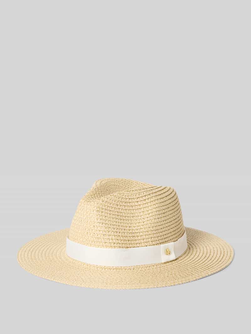 Lauren Ralph Lauren Hut mit Hutband und Label-Detail Modell 'FEDORA' in Weiss, Größe 1