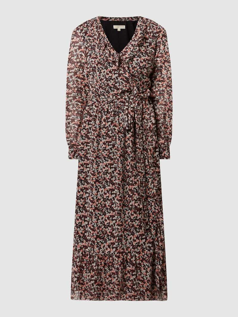 MICHAEL Michael Kors Wickelkleid aus Chiffon Modell 'Dainty' in Dunkelrot, Größe S