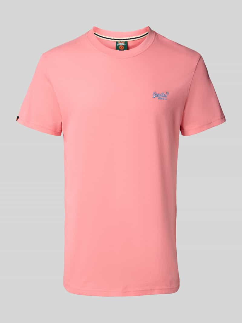 Superdry T-Shirt mit Label-Stitching in Pink, Größe L