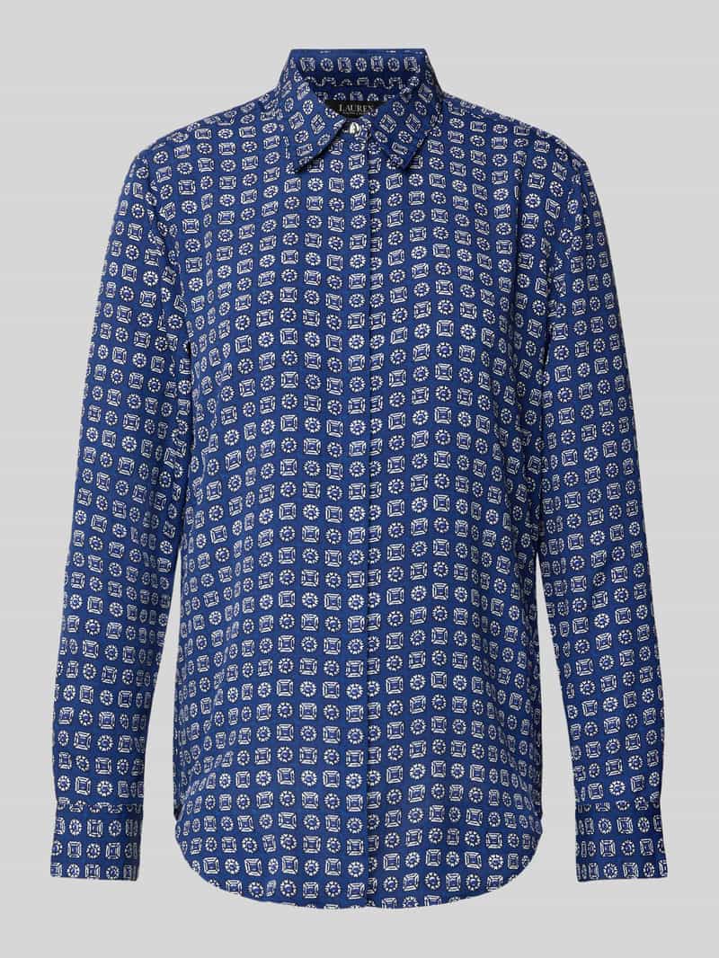 Lauren Ralph Lauren Regular Fit Bluse mit verdeckter Knopfleiste Modell 'KRISTY' in Hellblau, Größe L