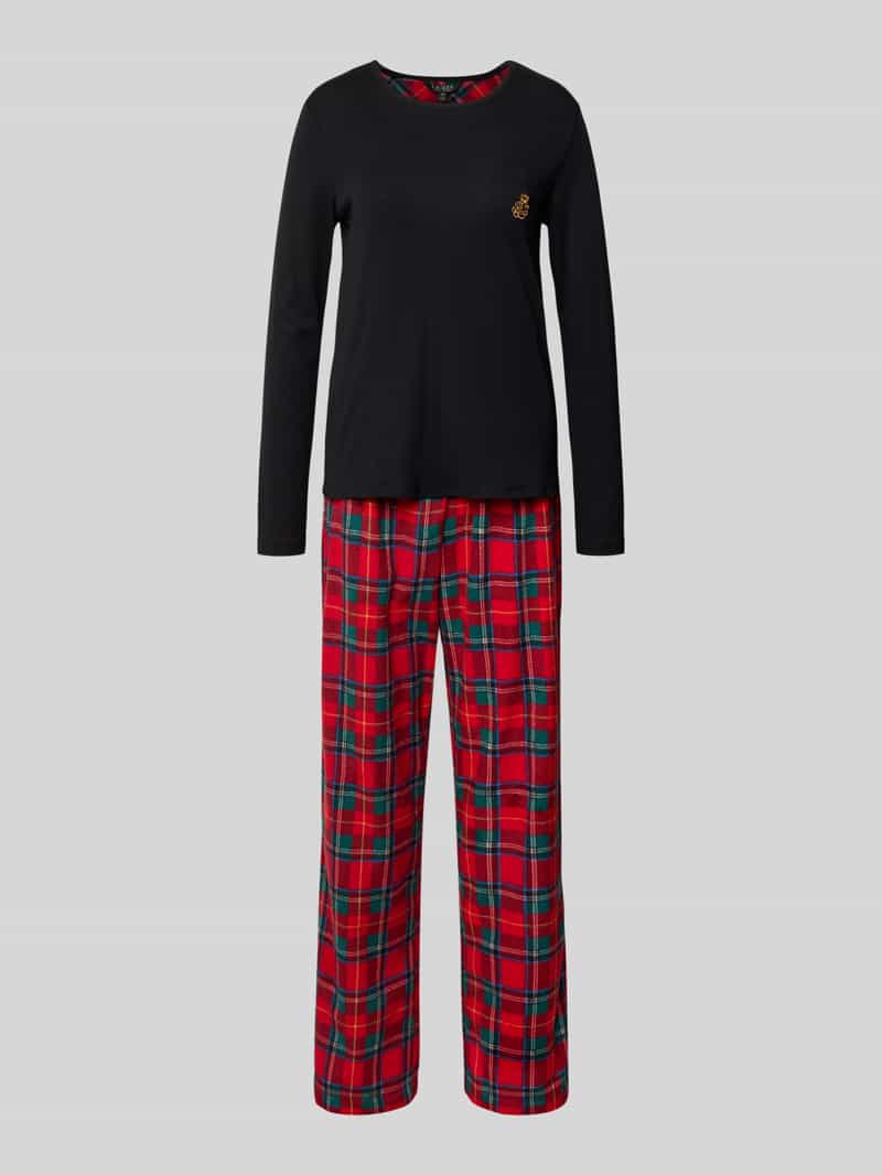 Lauren Ralph Lauren Regular Fit Pyjama mit Brusttasche in Rot, Größe L