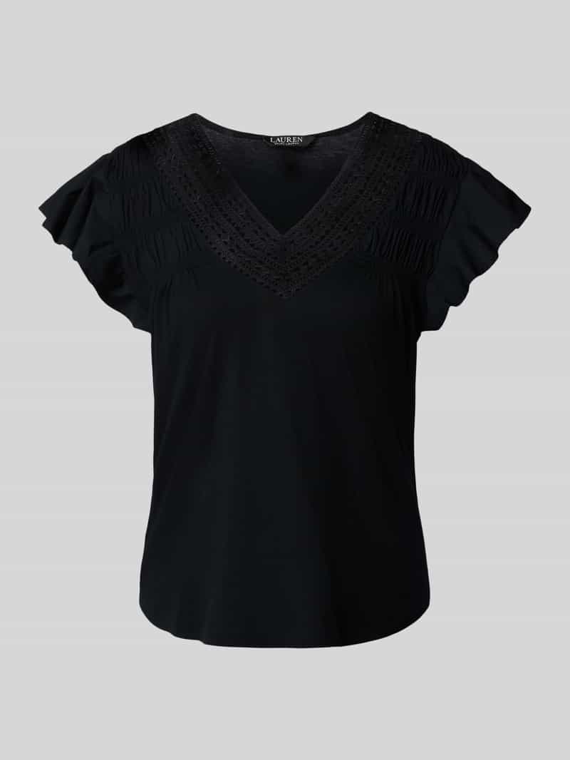 Lauren Ralph Lauren T-Shirt mit Volantärmel in Black, Größe M