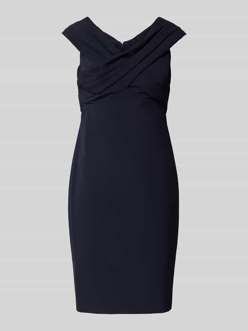 Lauren Ralph Lauren Cocktailkleid mit V-Ausschnitt Modell 'IRENE' in Dunkelblau, Größe 34