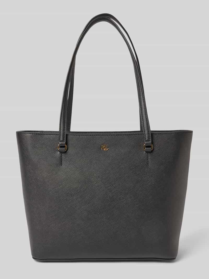 Lauren Ralph Lauren Shopper aus Leder mit Label-Applikation Modell 'KARLY' in Black, Größe 1