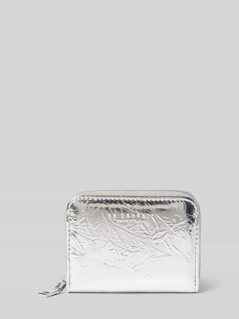 Seidenfelt Portemonnaie mit Label-Detail Modell 'YLVA' in Silber, Größe 1