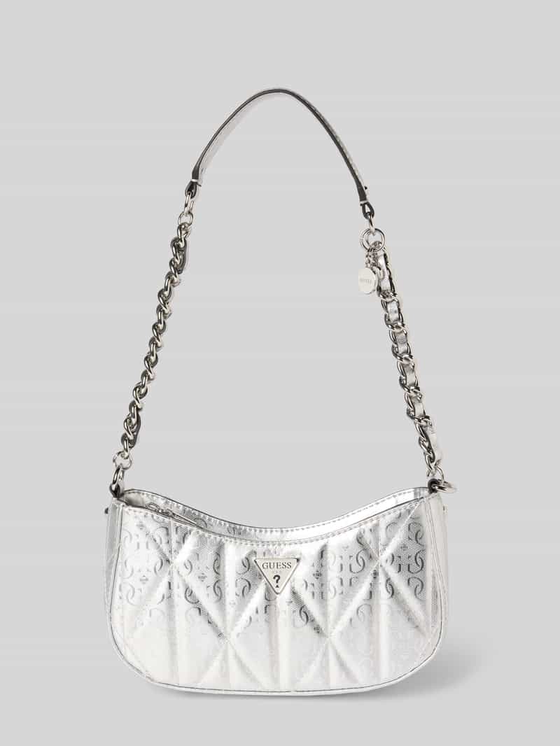 Guess Handtasche mit Label-Detail Modell 'ALDINA' in Silber, Größe 1
