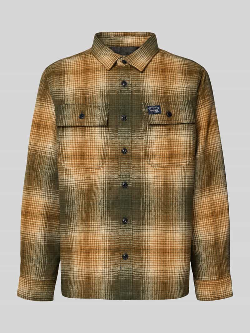 Superdry Hemdjacke mit Kentkragen in Oliv, Größe M