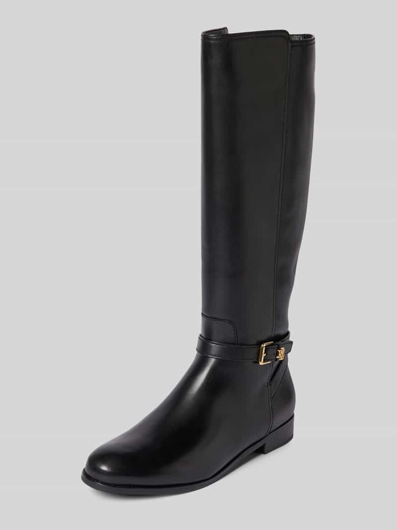 Lauren Ralph Lauren Stiefel aus Leder mit Label-Applikation Modell 'BROOKE' in Black, Größe 37