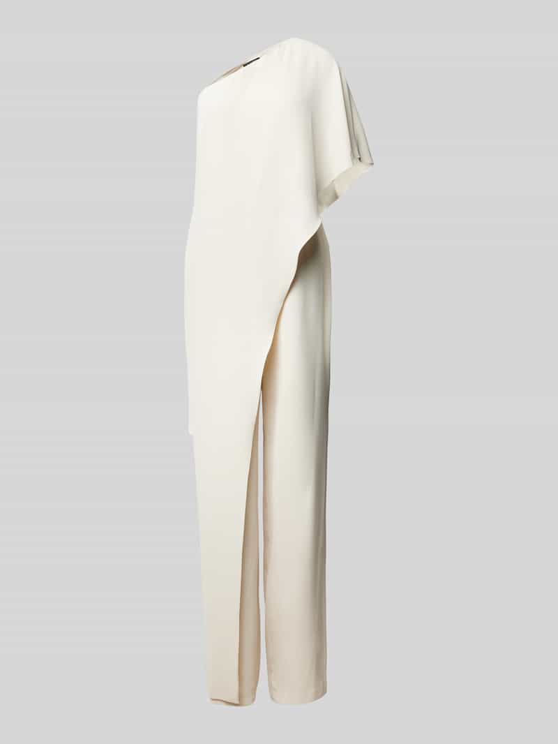 Lauren Ralph Lauren Jumpsuit mit One-Shoulder-Träger Modell 'APRIL' in Offwhite, Größe 36