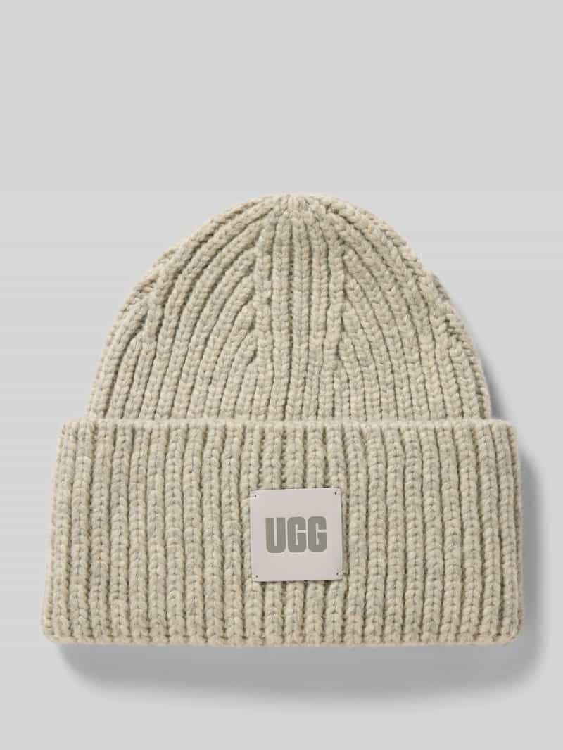 UGG Beanie mit Label-Detail in Hellgrau, Größe 1