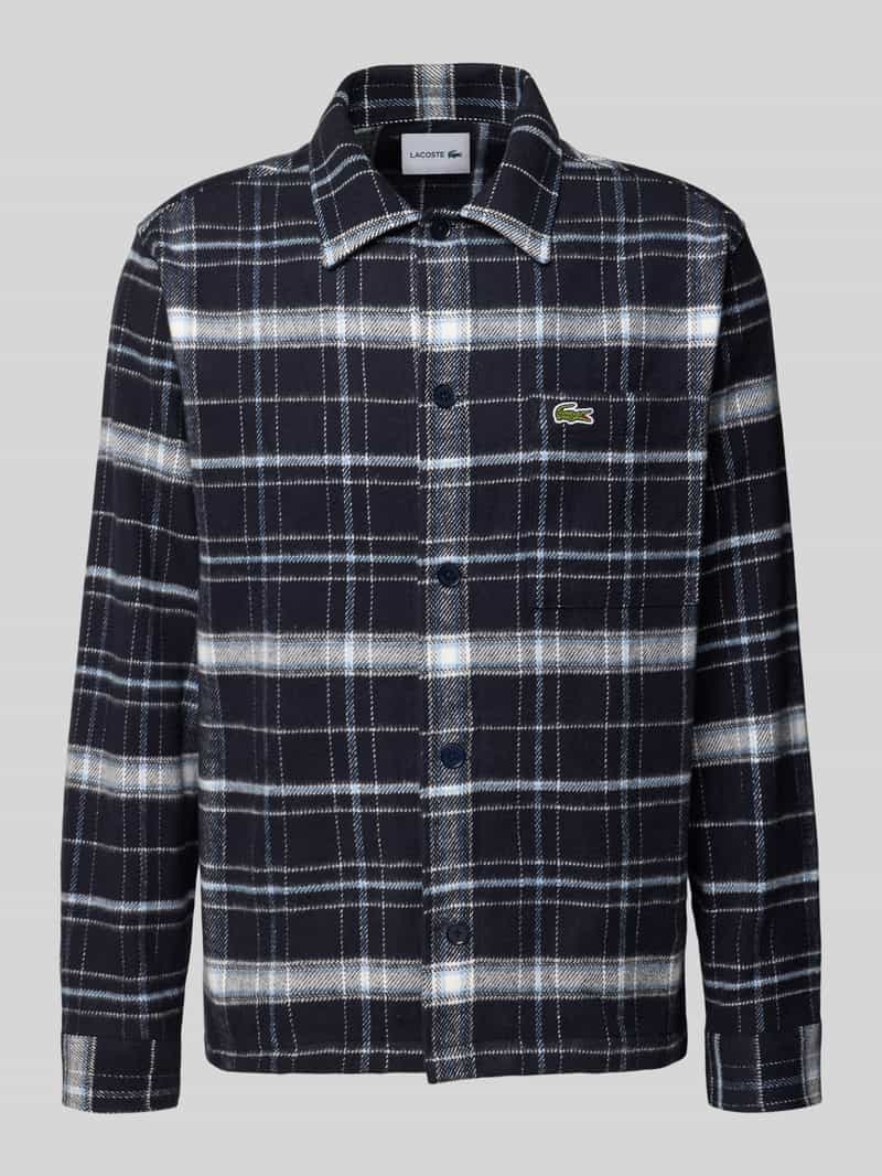 Lacoste Oversized Hemdjacke aus reiner Baumwolle Modell '6CG' in Dunkelblau, Größe L