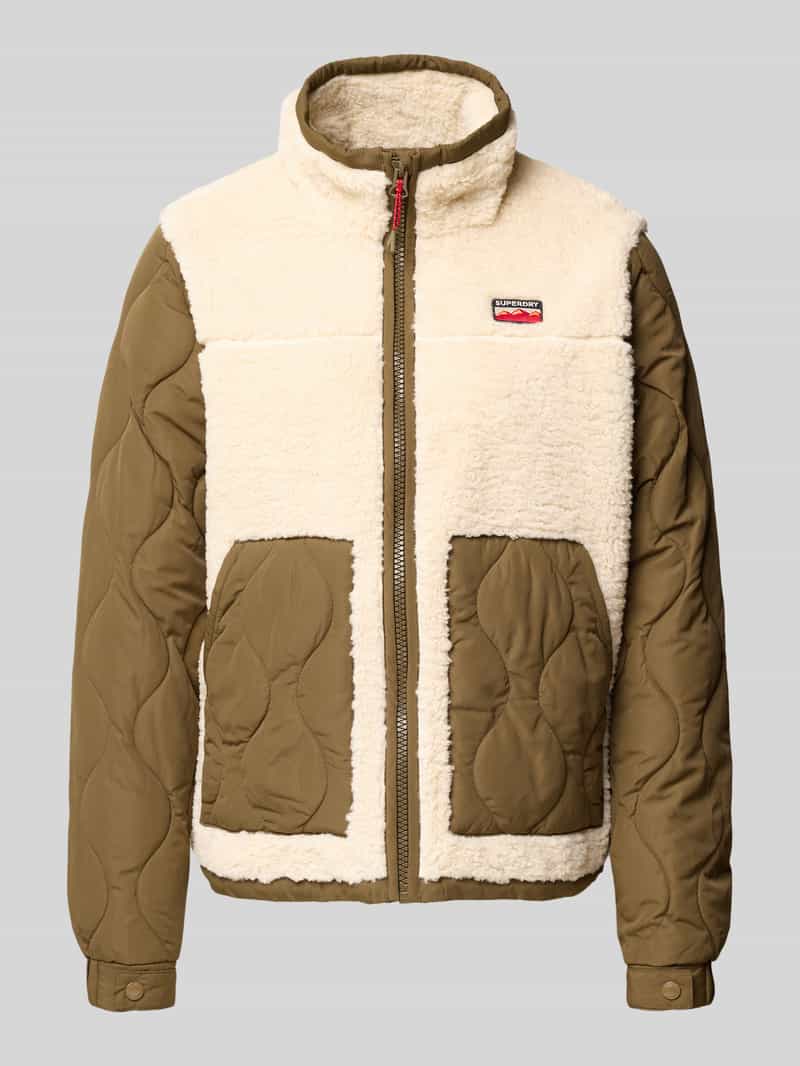 Superdry Regular Fit Jacke mit Kunstfellbesatz Modell 'FLEECE' in Beige, Größe XL