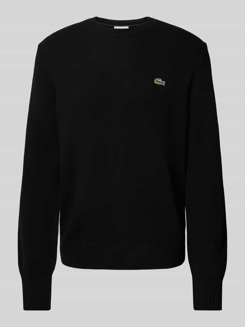 Lacoste Regular Fit Strickpullover aus reiner Wolle in Black, Größe L