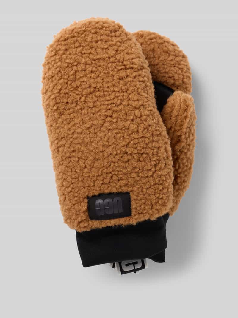 UGG Handschuhe aus Fleece mit elastischem Bund in Camel, Größe L/XL