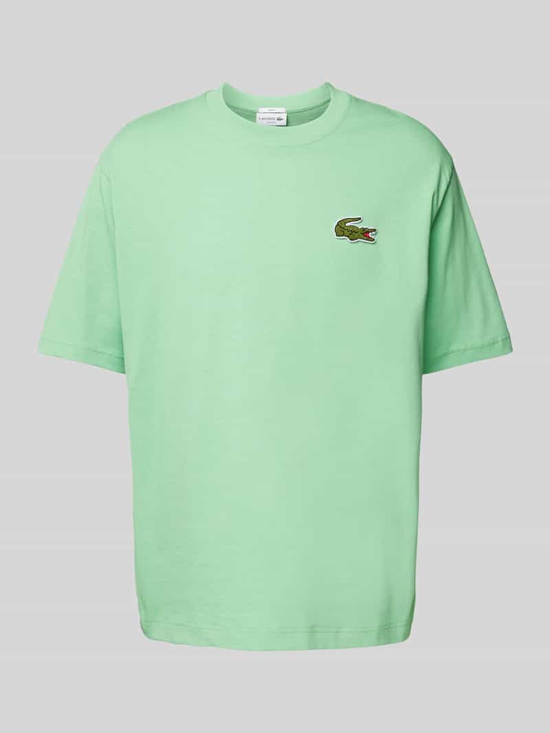 Lacoste Oversized T-Shirt mit Logo-Patch in Hellgruen, Größe L