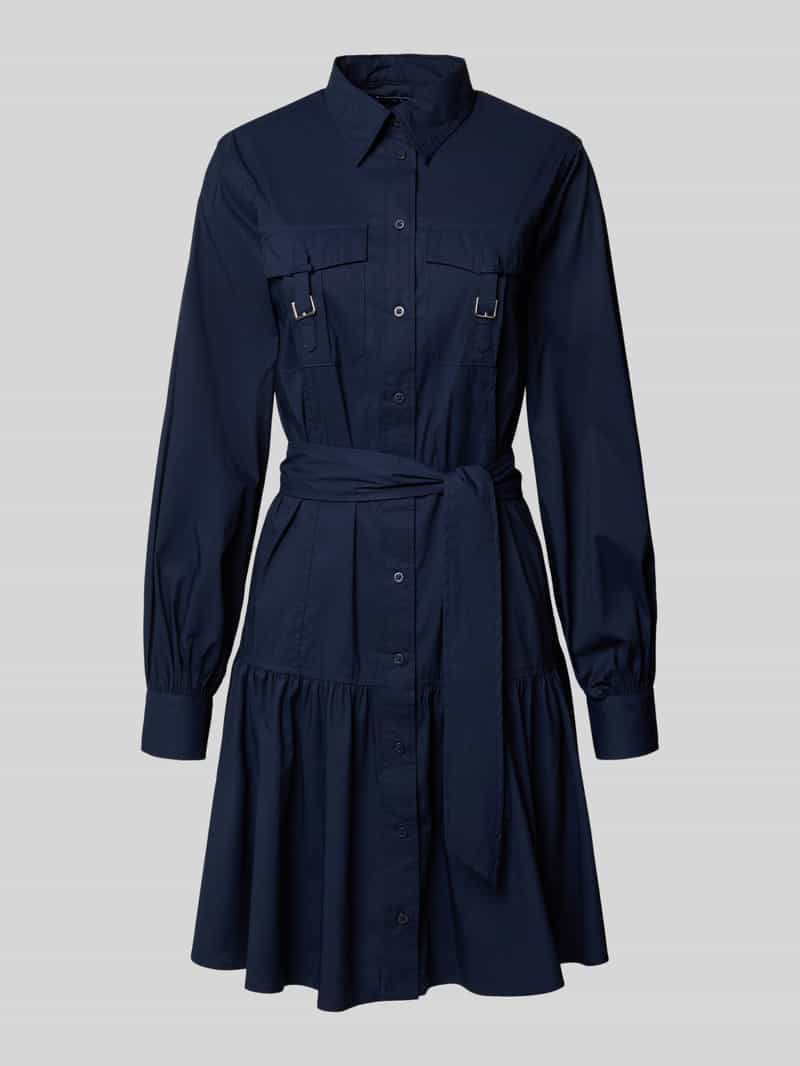 Lauren Ralph Lauren Hemdblusenkleid mit Bindegürtel Modell 'GARNLEY' in Marine, Größe 34