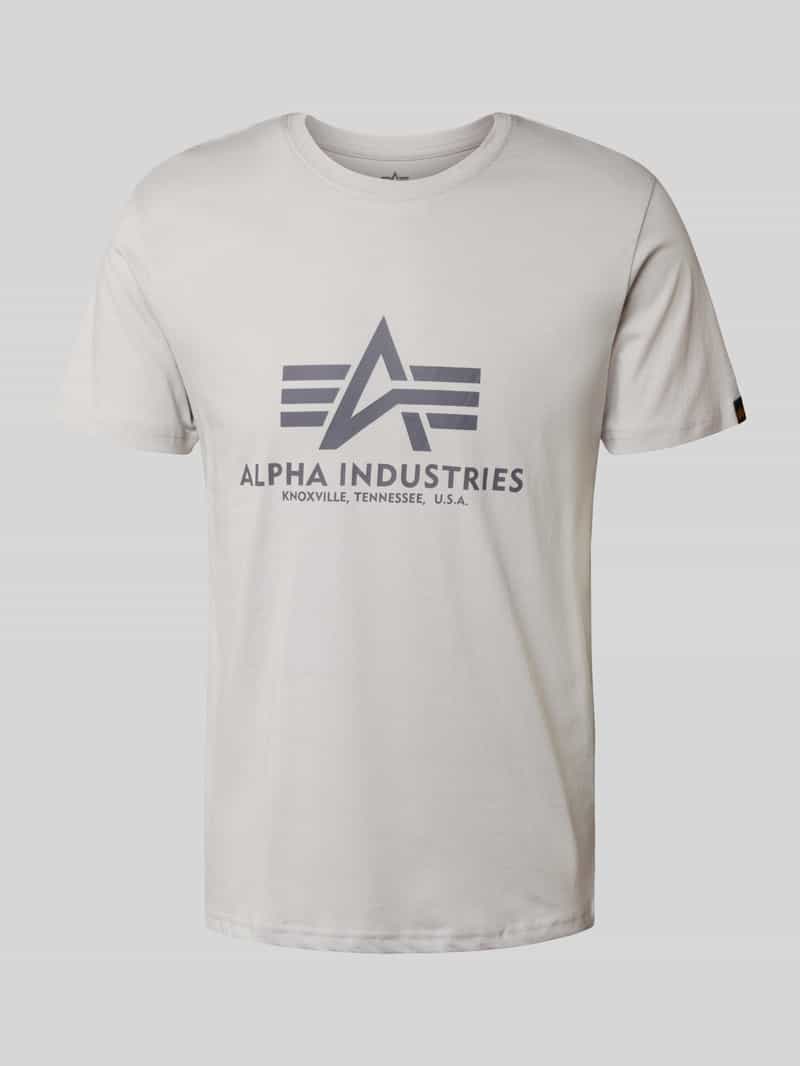 Alpha Industries T-Shirt mit Label-Print in Hellgrau, Größe L