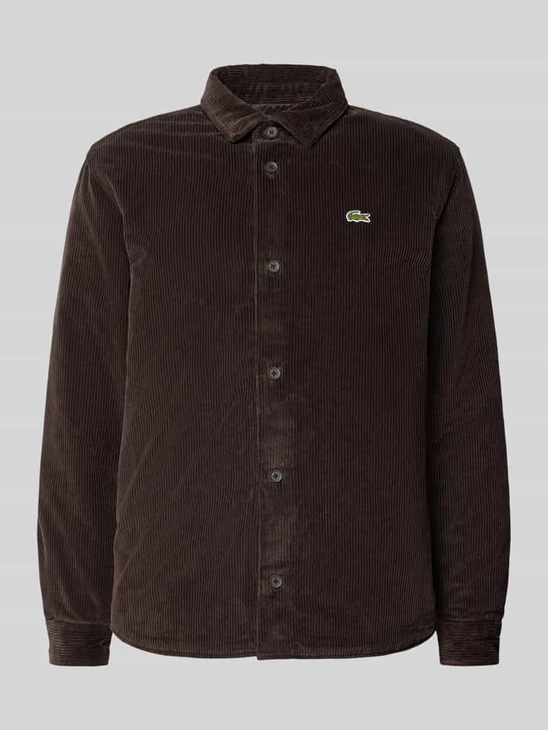 Lacoste Oversized Hemdjacke in Cord-Optik in Dunkelbraun, Größe L